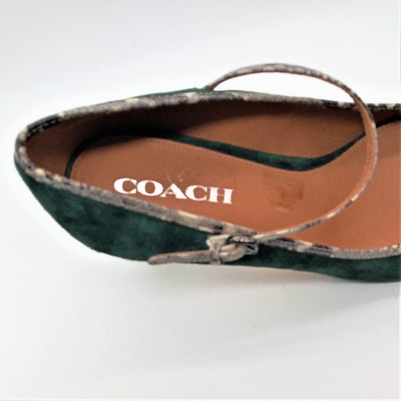 COPY - COACH Smith Mary Jane Green Suede Upper He… - Picture 6 of 7